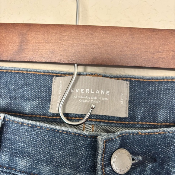Everlane Selvedge Slim Fit Mens Jeans 33x32 Indigo Classic Straight Organic - Picture 4 of 11